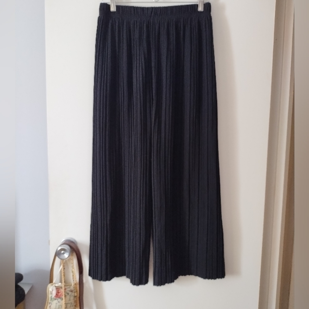 OAK + FORT Black Pleated Wide Leg Pants M